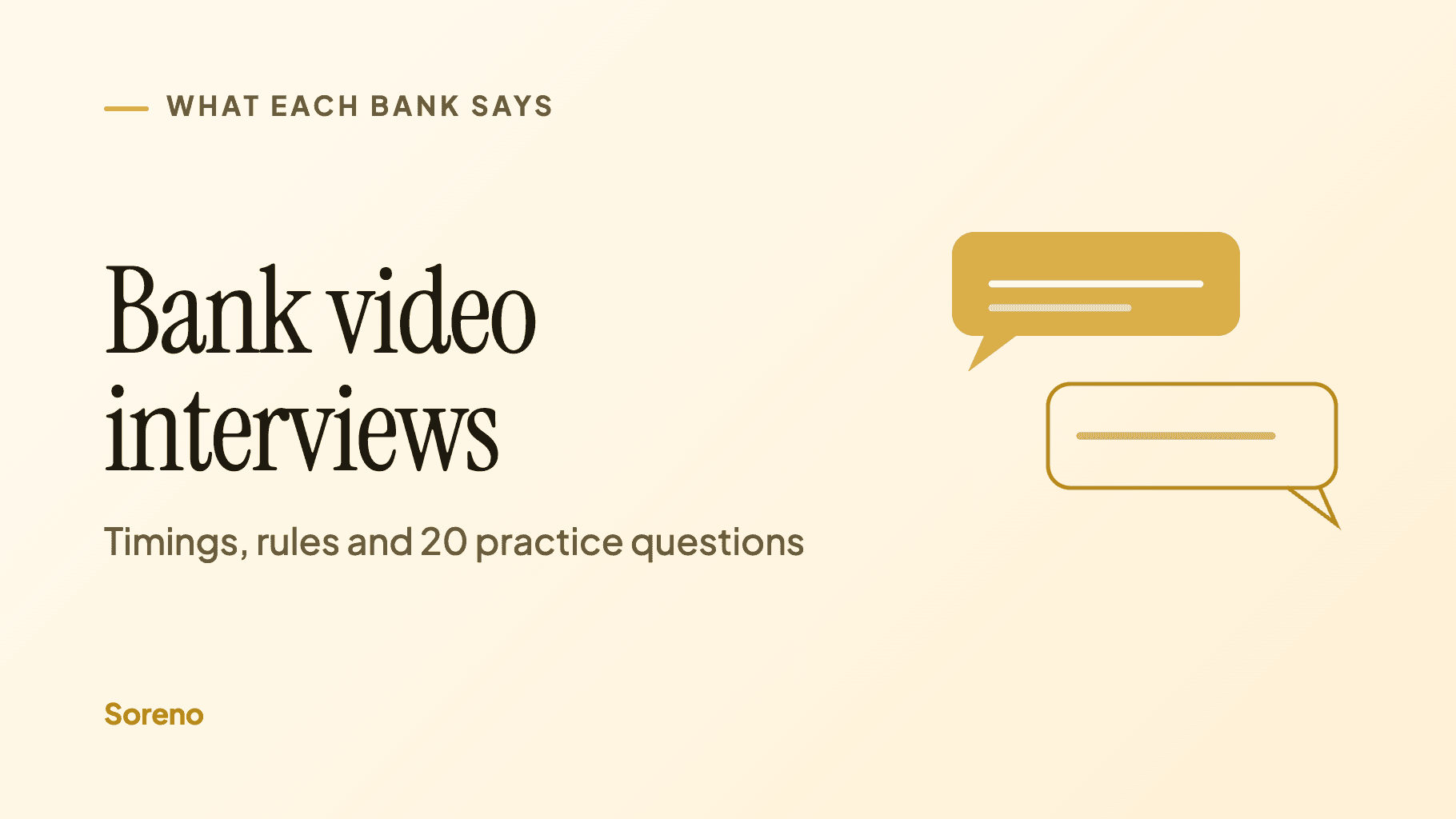 Title card: Bank video interviews. Timings, rules and 20 practice questions