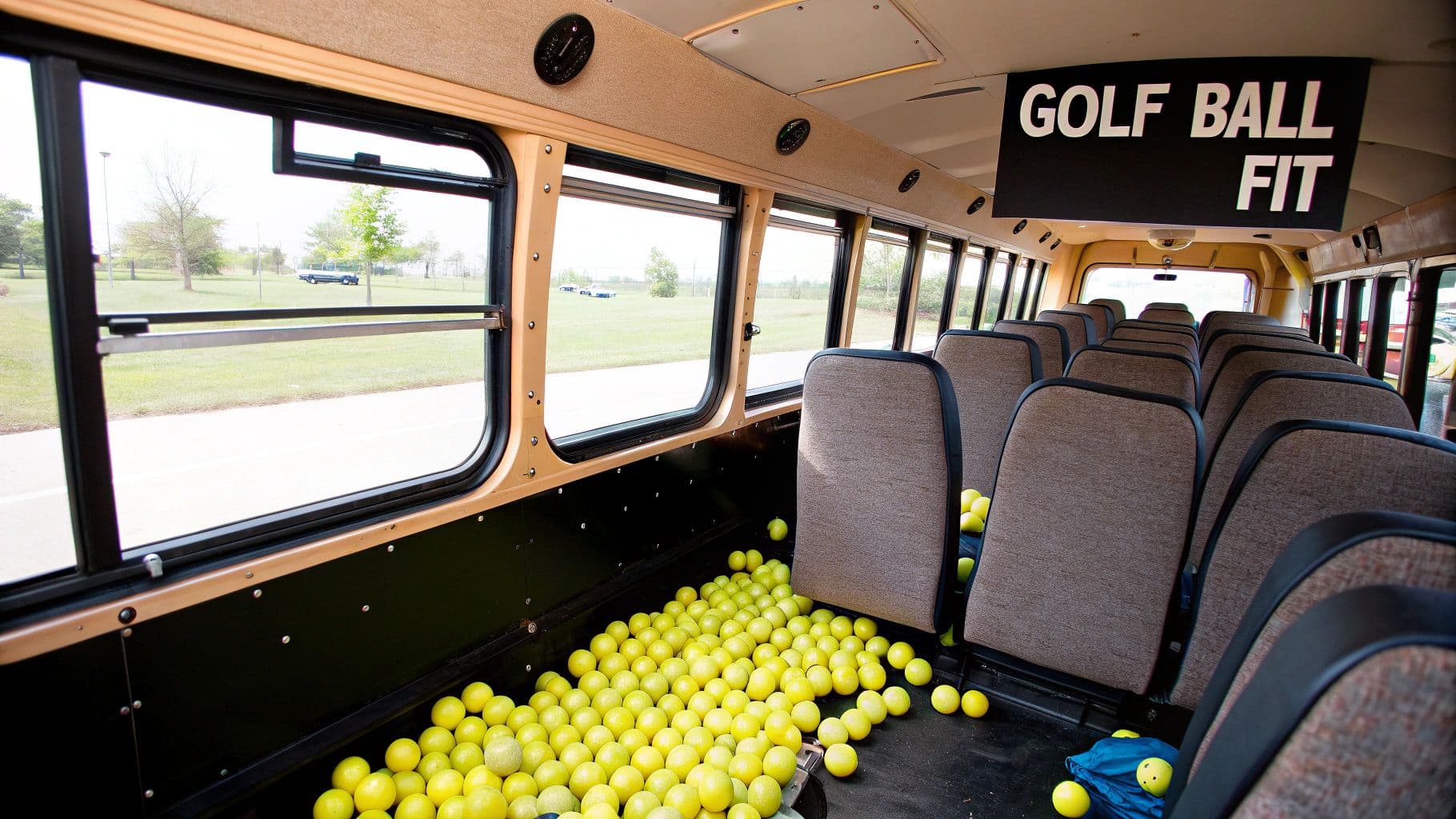 How many golf balls can fit in a school bus?