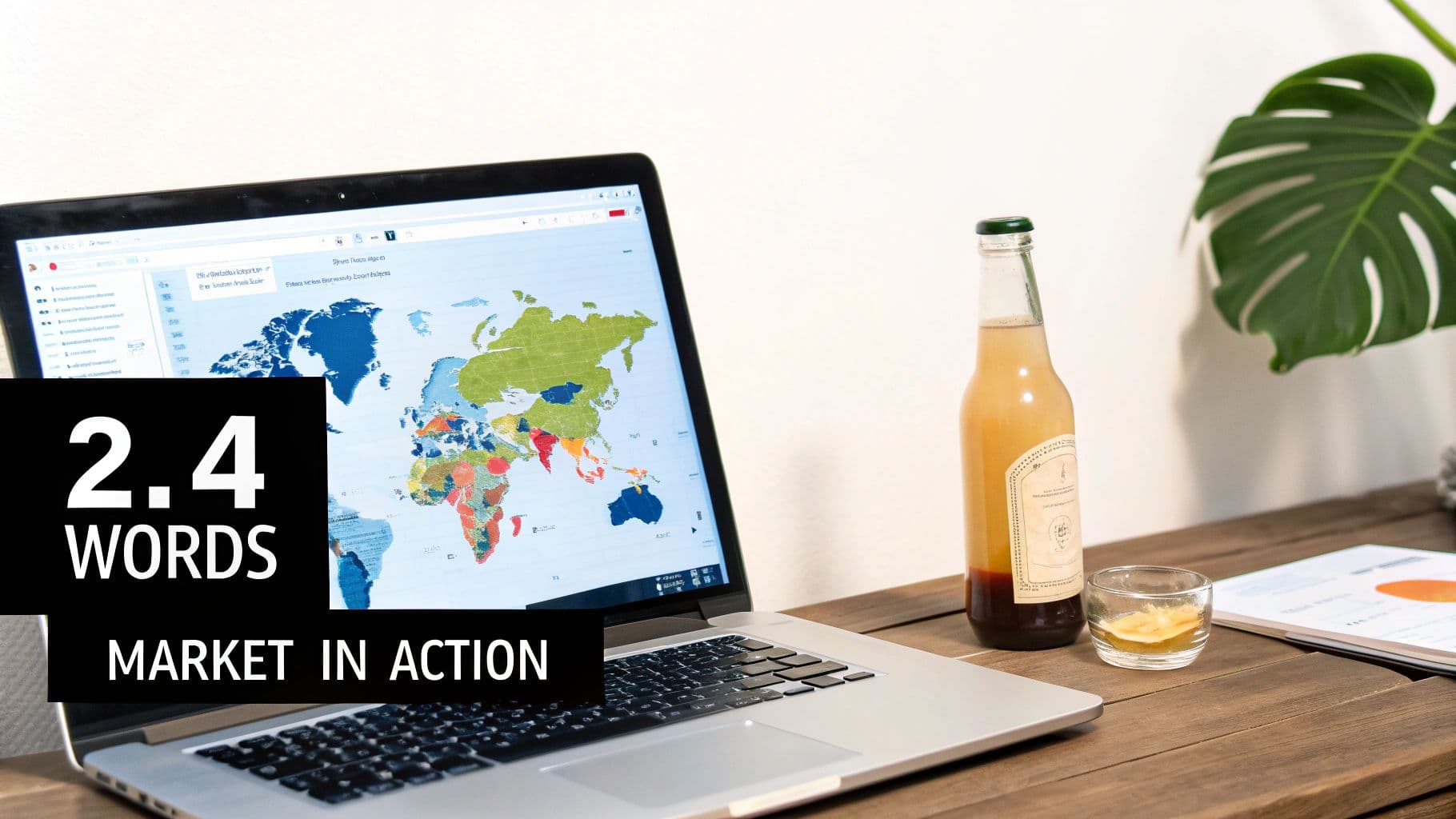 A person pointing at a world map with highlighted regions, strategizing market entry.